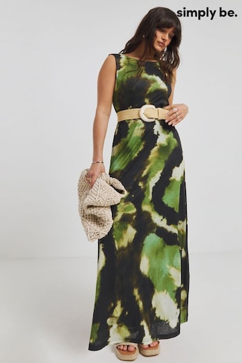 Simply Be Green Dry Mesh Maxi Dress (E59627) | £39