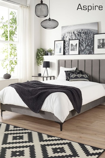 Aspire Furniture Grey Phoebe Velvet Bed (E60912) | £280 - £310