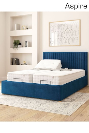 Aspire Furniture Navy Grant Velvet Electric Adjustable Bed With Mattress (E60920) | £1,350 - £2,100