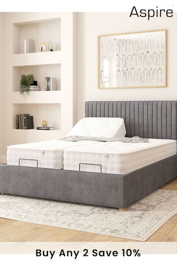 Aspire Furniture Steel Grant Velvet Electric Adjustable Bed With Mattress (E60938) | £1,350 - £2,100