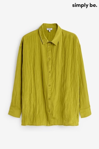 Simply Be Green Crinkle Satin Oversized Shirt (E60955) | £30