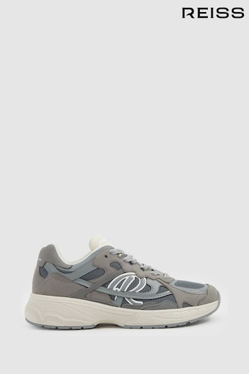 Reiss Grey Volt Nubuck and Mesh Trainers (E61272) | £198