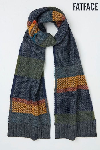 FatFace Navy Waffle Stripe Scarf (E61384) | £29.50