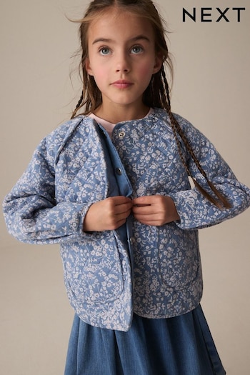 Blue Floral Print Quilted Jacket (3-16yrs) (E61761) | £22 - £28