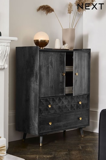 Black Lloyd Mango Wood Cabinet (E62286) | £0