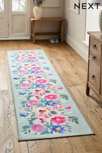 Multi Washable Bold Floral Runner (E62666) | £45 - £65