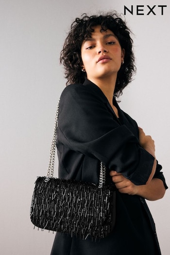 Black Beaded Shoulder Bag (E62886) | £28