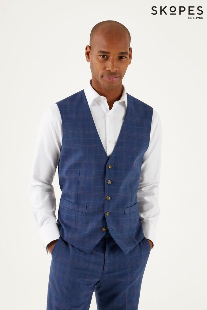 Mens Navy Check Waistcoats Blue Check Waistcoats AspennigeriaShops