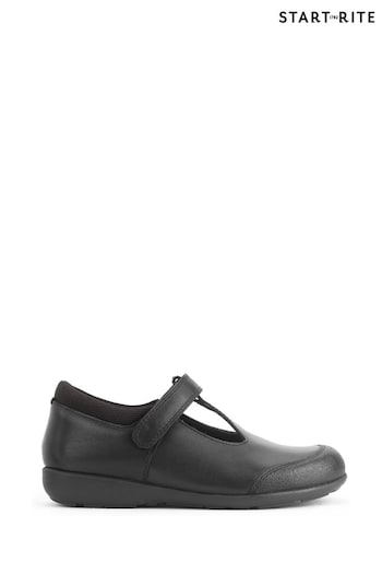 Start Rite Dual Fit Globe Leather T Bar School Black Shoes (E63057) | £36