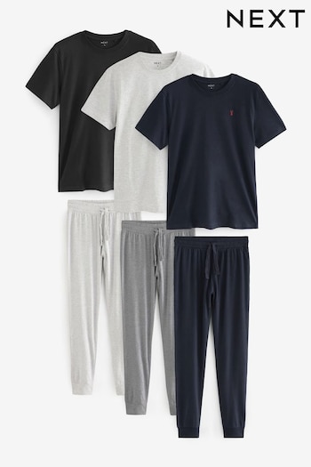 Navy/Grey Jersey Pyjama Sets 3 Pack (E63284) | £62