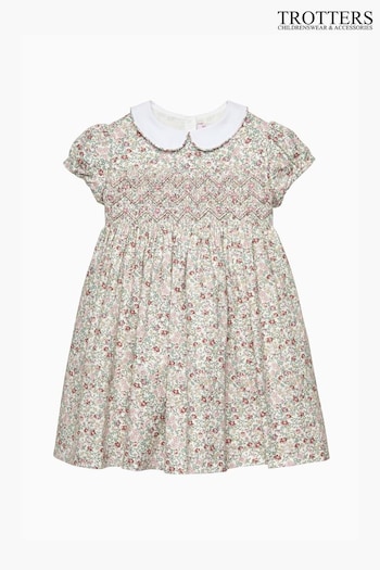 Trotters London Arabella Floral Smocked Cotton Dress (E64132) | £74 - £80