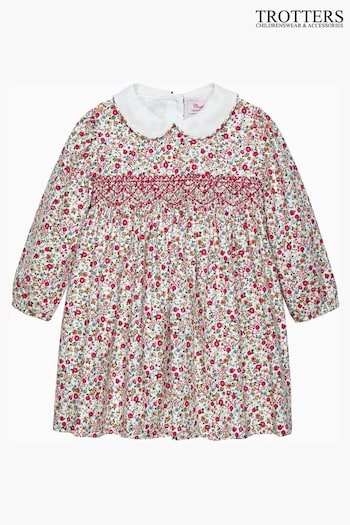 Trotters London Arabella Floral Smocked Cotton Dress (E64153) | £64