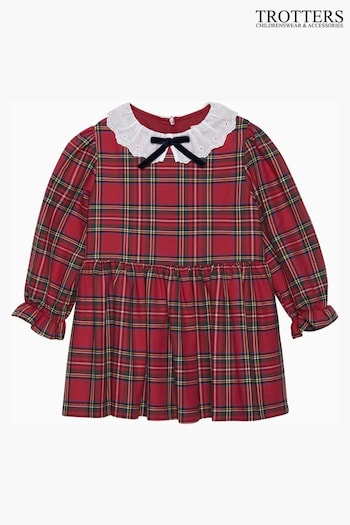 Trotters London Little Red Tabitha Willow Tartan 100% Cotton Dress (E64156) | £64