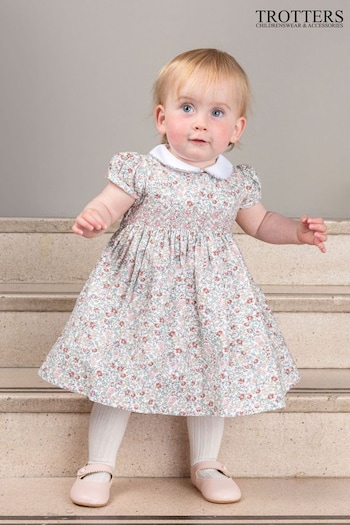 Trotters London Arabella Floral Smocked 100% Cotton Dress (E64161) | £64