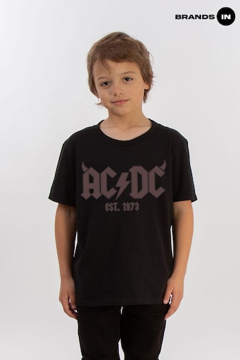 Brands In Black ACDC Horn Logo Boys T-Shirt (E64453) | £18