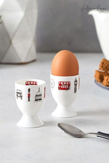 Victoria Eggs Red and Charcoal London Skyline Egg Cup Set of 4 (E64627) | £42