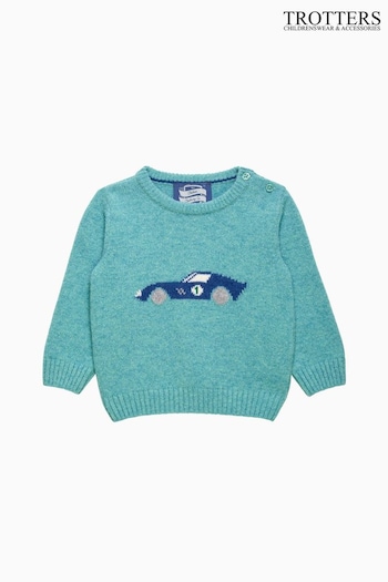 Trotters London Green Little Sea Sebastian Car Jumper (E64831) | £54