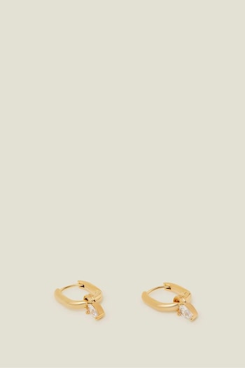 Accessorize Gold Plated 14ct Drop Square Hoops Earrings (E65176) | £14