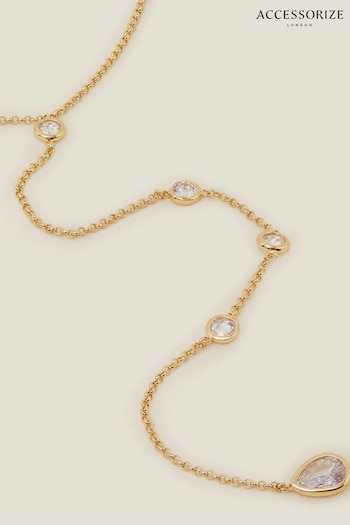 Accessorize Gold Plated 14ct Pear Y-Chain Necklace (E65219) | £0