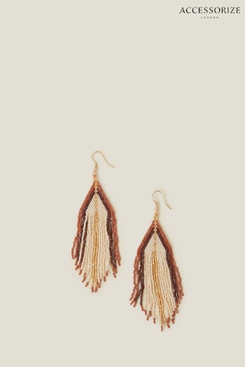 Accessorize Orange Bead Tassel Earrings (E65220) | £14