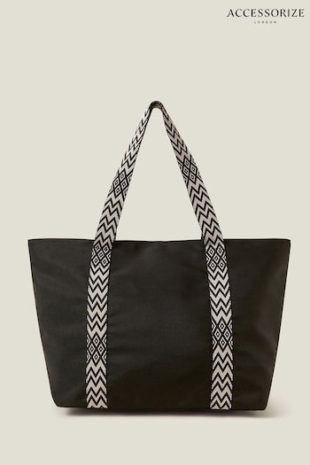 Accessorize Black Webbing Strap Tote Bag (E65255) | £35
