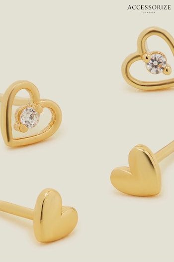 Accessorize Gold Plated 14ct Heart Studs Earrings (E65260) | £14