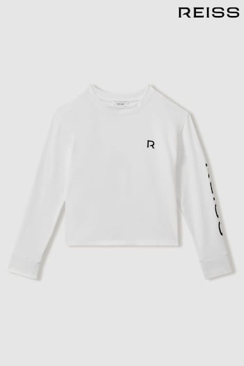 Reiss White Maggie Logo Crew Neck Sweat Top (E65574) | £21