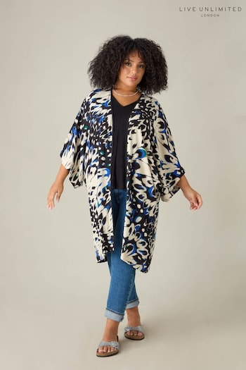 Live Unlimited Curve Blue Butterlfy Print Kimono (E66135) | £79