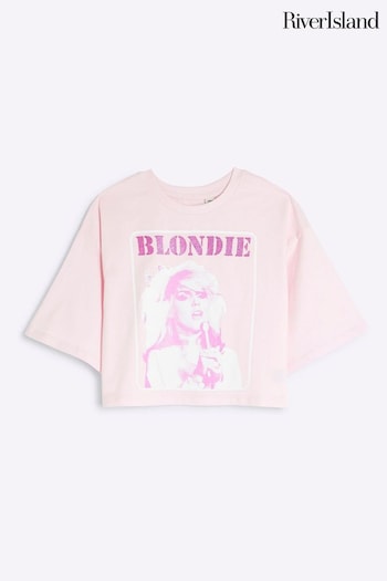 River Island Pink Girls Crop Blondie T-Shirt (E66408) | £0