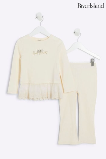 River Island Cream Top & Jogger Set (E66599) | £0