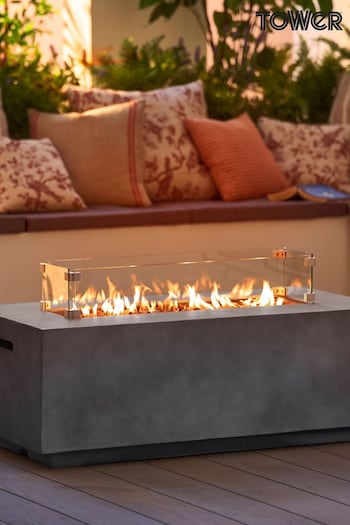 Tower Grey Magna Rectangular Gas Garden Fire Pit (E66611) | £650