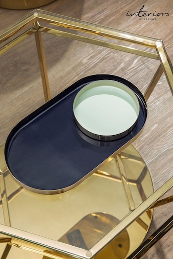 Interiors by Premier Navy Elva Set Of Two Trays (E66932) | £56