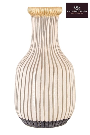 Fifty Five South White Large Vero Earthenware Vase (E66936) | £56