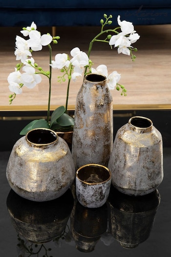 Interiors by Premier Gold and Grey Orvena Small Ceramic Vase (E66939) | £39