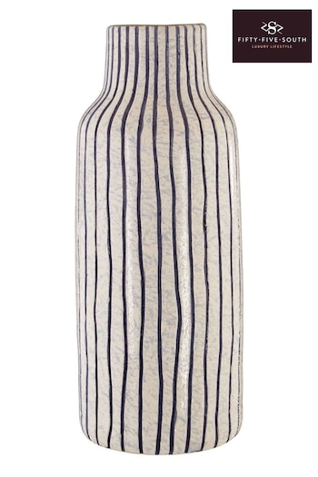 Fifty Five South White Remi Earthenware Vase (E66941) | £55
