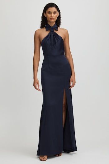 Halston Satin Halter Neck Maxi Dress (E67151) | £700