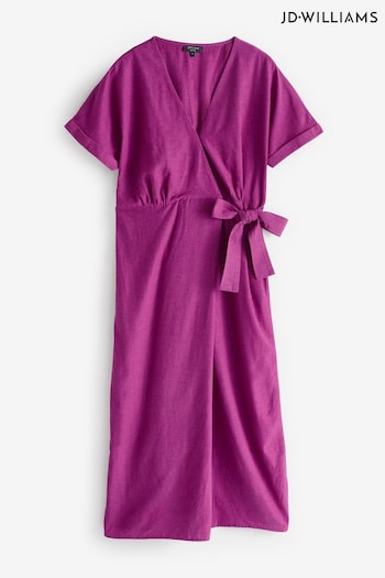 JD Williams Purple Linen Wrap Dress (E67311) | £38