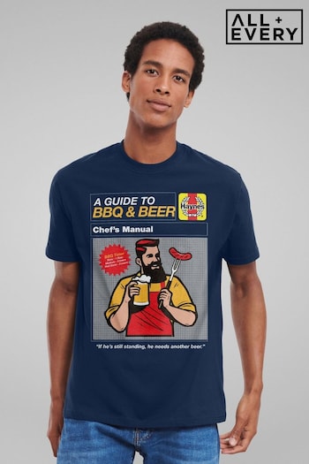 All + Every Blue Mens Haynes Guide To BBQ And Beer T-Shirt (E67335) | £25