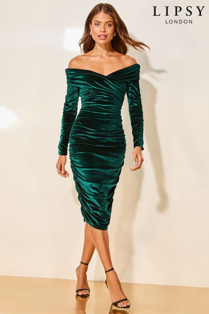 Lipsy green bardot dress top