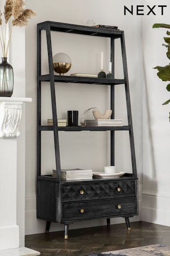 Black Lloyd Mango Wood Storage Ladder Shelf (E67464) | £0