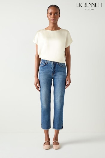 LK Bennett them Lena Ecru Satin Relaxed Top (E67841) | £159