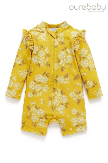 Purebaby Yellow Printed Longsleeve Rashie Swimsuit (E67886) | £28