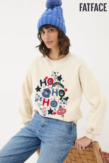 FatFace Ivory Christmas Graphic Crew Sweat Top (E67919) | £42.50