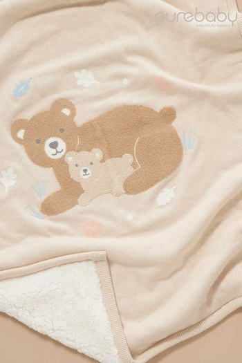 PureSleeve Natural Bear Embroidered Lined Blanket (E68168) | £55