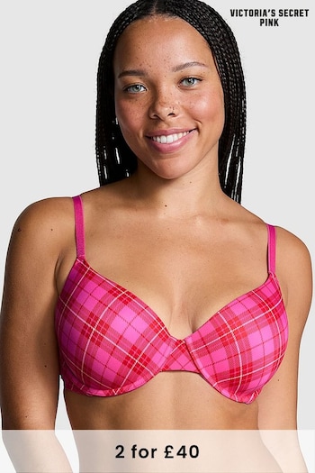 Victoria's Secret PINK Pink Rose Plaid T Shirt Bra (E68227) | £29