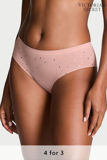 Victoria's Secret Pink Zinc Heart Foil Nude Hipster Knickers (E68631) | £9