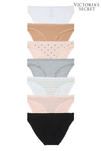 Victoria's Secret White/Nude/Pink/Black/Grey Bikini Logo 7 Pack Knickers (E68637) | £35