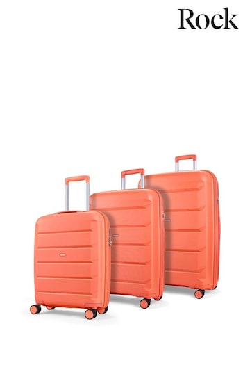 Rock Luggage Peach Orange Tulum Suitcases 3Pc Set (E68759) | £270