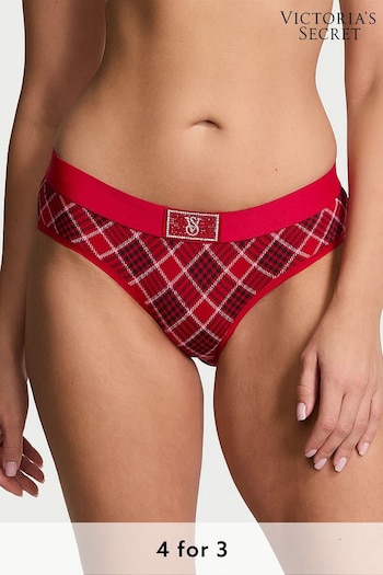 Victoria's Secret Red Plaid Hipster Logo Shine Patch Knickers (E68896) | £9