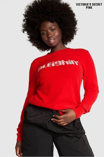 Victoria's Secret PINK Red Pepper Sleighn Crewneck Jumper (E68917) | £49